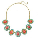 Pastel Beaded Teardrop Gem Statement Bib Necklace